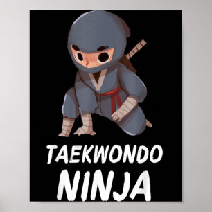 Póster Niño Ninja de Taekwondo Divertido Deporte de Artes