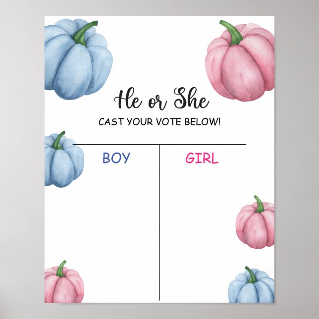 Póster Niño o niña sabemos gráfico de revelación de géner (Frente)