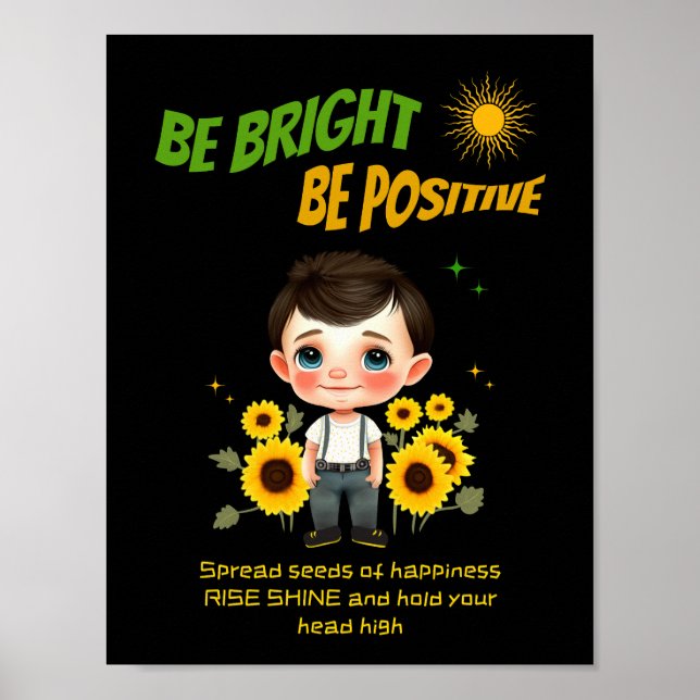 Póster Niño pequeño con girasoles (Frente)