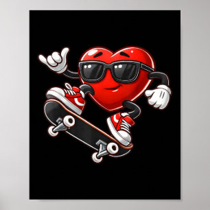 Póster Niño pequeño Día de San Valentín del Skateboarding