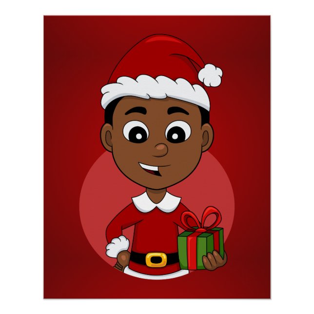 Póster Niño personalizado de Navidades afroamericanos (Anverso)