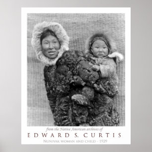Póster Niño que lleva de la mujer de Nunivak