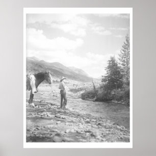 Póster Niño que vuela pescando.