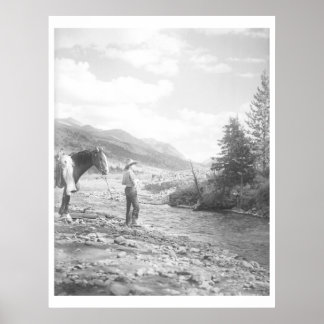 Póster Niño que vuela pescando.