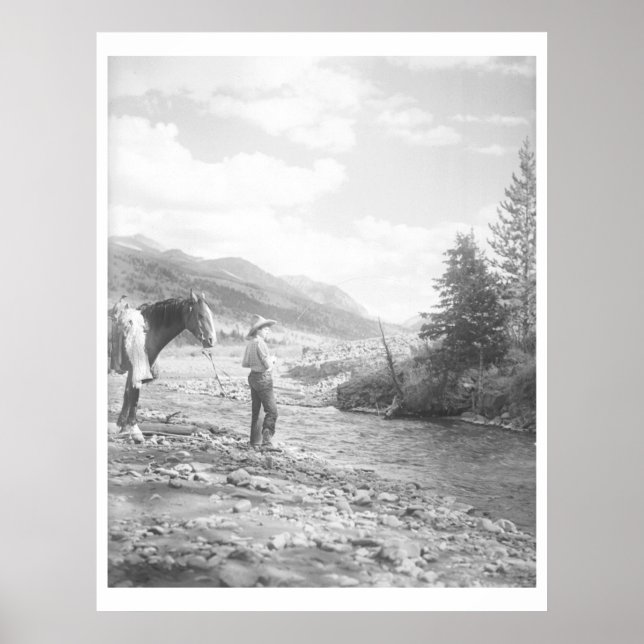 Póster Niño que vuela pescando. (Frente)