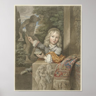 Póster Niño Soplando Burbujas