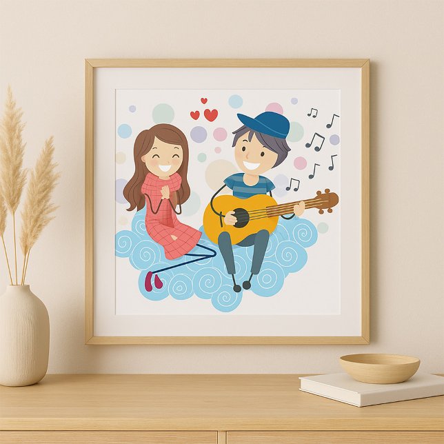 Póster Niño tocando guitarra por amor Chica y música (Subido por el creador)