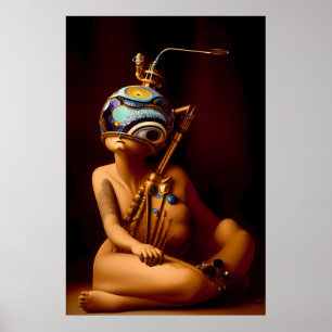 Póster Niño Tumorescente de la Hookah Atrapado en Media L