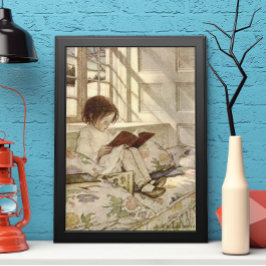 Póster Niño ventilado leyendo un libro, Jessie Willcox Sm