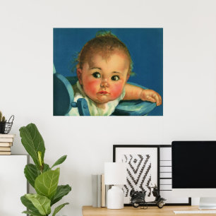 Póster Niño ventilado, niño pequeño o Chica en trona