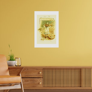 Póster Niño vintage en el Ilustracion Beach Storybook