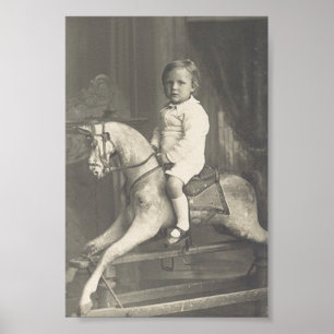 Póster Niño y caballo de roca