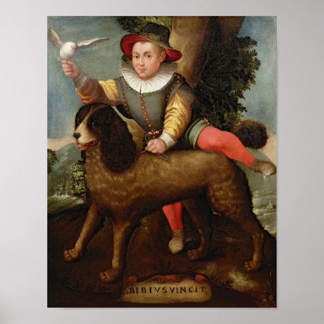 Póster Niño y perro, "Bibius Vincit" (Frente)