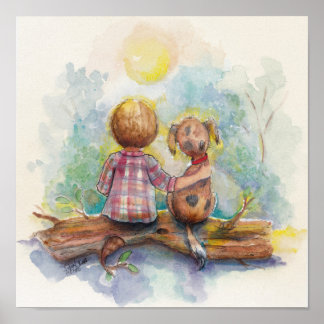 Póster Niño y su Perro