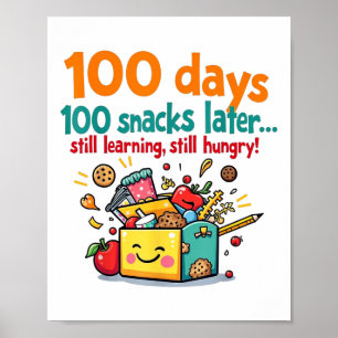 Póster Niños 100 Días 100 Tentempiés Más Tarde 100 Días D