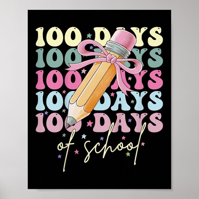 Póster Niños 100 Días De Chicas Escolares Coquette Bow 10 (Frente)