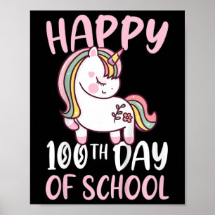 Póster Niños 100 Días De Chicas Escolares Felices 100 Día