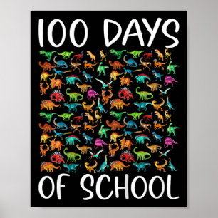 Póster Niños 100 Días De Dinosaurio Escolar