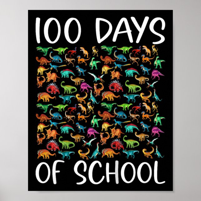 Póster Niños 100 Días De Dinosaurio Escolar (Frente)