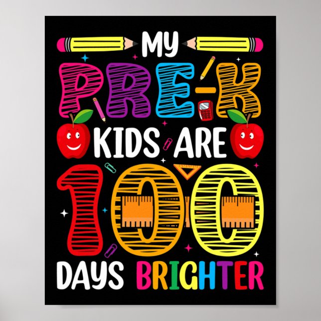 Póster Niños 100 Días De Estudiante Escolar (Frente)