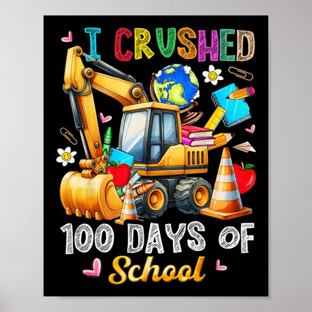 Póster Niños 100 Días De Vehículo Escolar De Construcción (Frente)