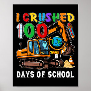 Póster Niños 100 Días De Vehículo Escolar De Construcción
