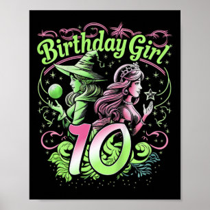 Póster Niños 10 Años De Bruja Rosa Y Verde