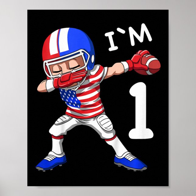 Póster Niños 1 Día de Fútbol Americano Dabbing 1 Año O (Frente)