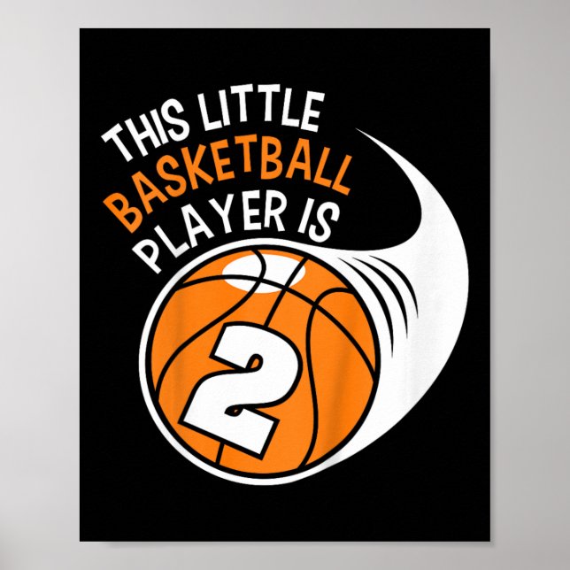 Póster Niños 2º Nacimiento Niños Baloncesto Deporte 2 Año (Frente)