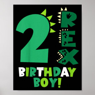 Póster Niños 2 Rex Cumpleaños Niño Dos Rex Dinosaurio Din