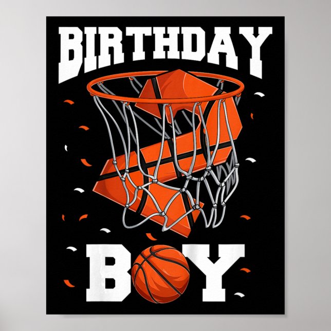 Póster Niños 2do cumpleaños básquetbol niño de dos años (Frente)