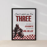 Póster Niños 3.ª Motocross Dirt Bike Birthday<br><div class="desc">¡No puedo atraparme,  soy TRES! Celebra tu tercer cumpleaños de tus hijos con nuestro cartel de bienvenida de cumpleaños de gafas rojas,  negras y blancas.</div>