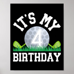 Póster Niños 4º Fiesta de cumpleaños Golf Niño de cuatro