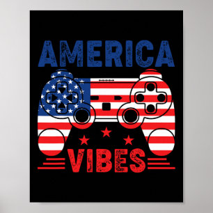 Póster Niños 4 De Julio Gamer America Vibes Niños