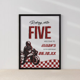 Póster Niños 5º Motocross Dirt Bike Birthday