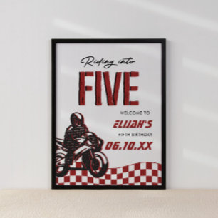 Póster Niños 5º Motocross Dirt Bike Birthday