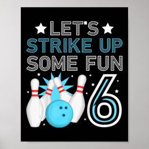 Póster Niños 6to cumpleaños fiesta Bowling Boy bebé de 6 