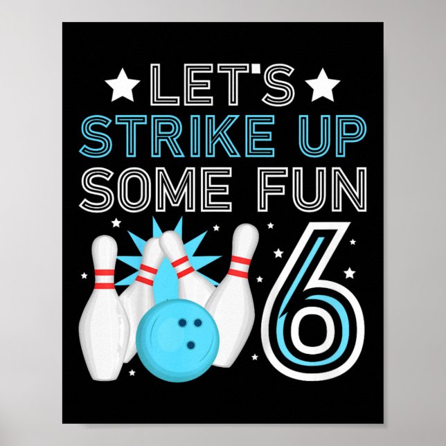 Póster Niños 6to cumpleaños fiesta Bowling Boy bebé de 6  (Frente)