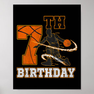 Póster Niños 7º cumpleaños Baloncesto Niños Hombres Depor