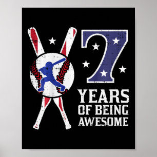 Póster Niños 7 Años Siendo Increíbles Bandera de Béisbol 
