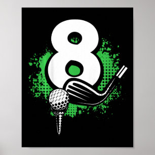 Póster Niños 8º Jugador de Golf Birthday Boy Golf de 8 añ