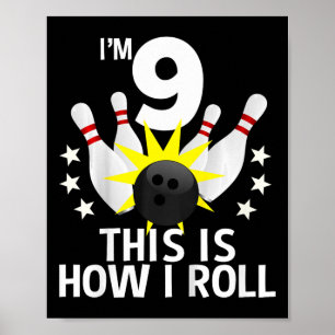 Póster Niños 9 años Bowling Camisa de fiesta de cumpleaño