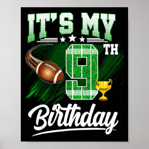 Póster Niños 9 años Cumpleaños Tema Fútbol
