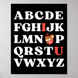 Póster Niños Abc I Love You Kids Squirrel El día de San V