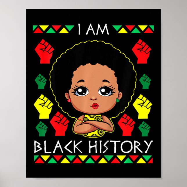 Póster Niños Afro Chica Junetdecis Historia Negra Melanin (Frente)