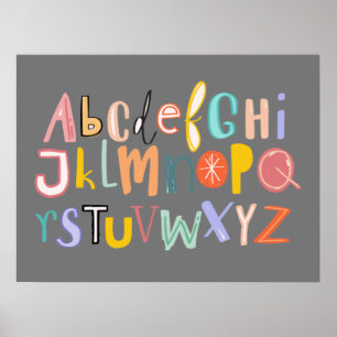 Póster Niños alfabetos tipografía fresca