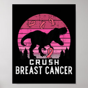 Póster Niños aplastan el cáncer de mama Trex Rosa Concien