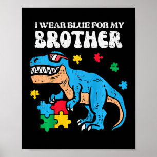 Póster Niños Autismo Conciencia Azul Para Mi Hermano Trex