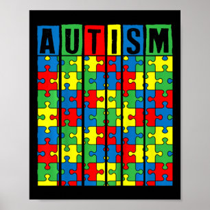 Póster Niños Autismo Conciencia Pieza de rompecabezas Niñ