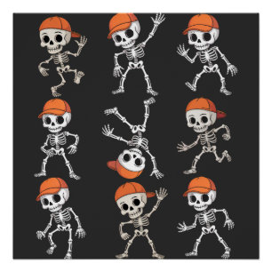 Póster Niños Bailando Esqueleto Halloween